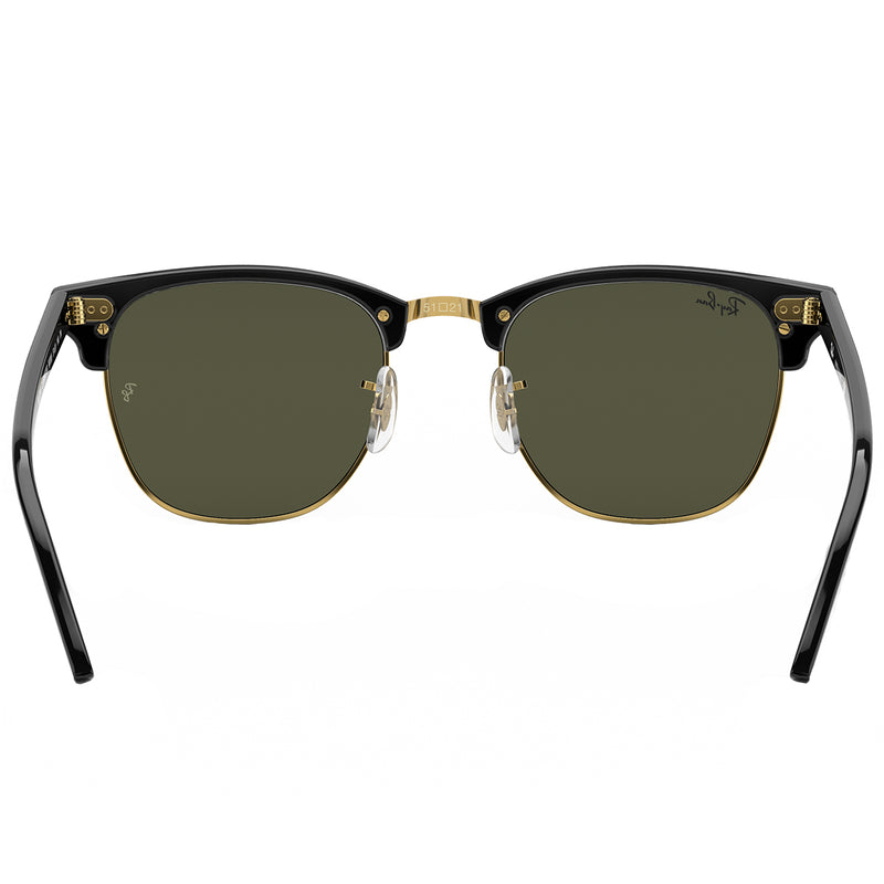 Load image into Gallery viewer, Ray-Ban Clubmaster Classic Sunglasses - Polished Black on Gold/Green 5
