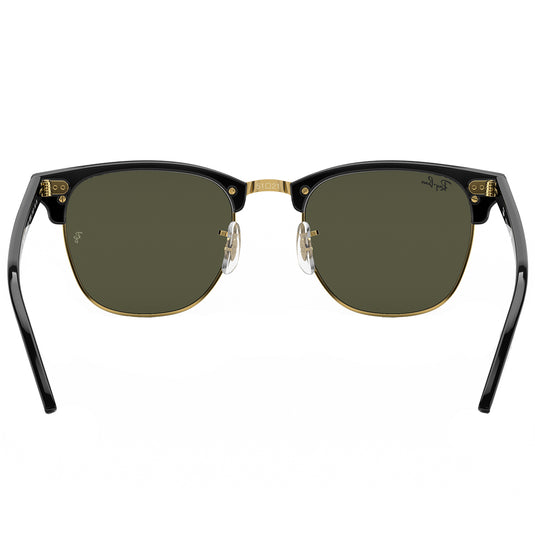 Ray-Ban Clubmaster Classic Sunglasses - Polished Black on Gold/Green 5