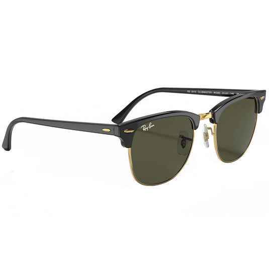 Ray-Ban Clubmaster Classic Sunglasses - Polished Black on Gold/Green 3