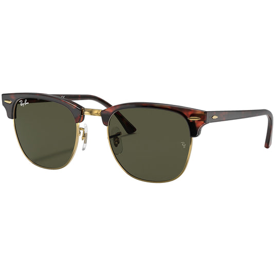 Ray-Ban Clubmaster Classic Sunglasses - Polished Tortoise on Gold/Green 1