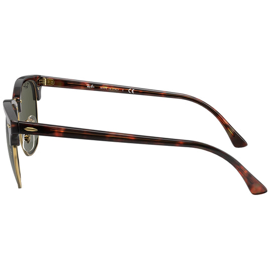 Ray-Ban Clubmaster Classic Sunglasses - Polished Tortoise on Gold/Green 4