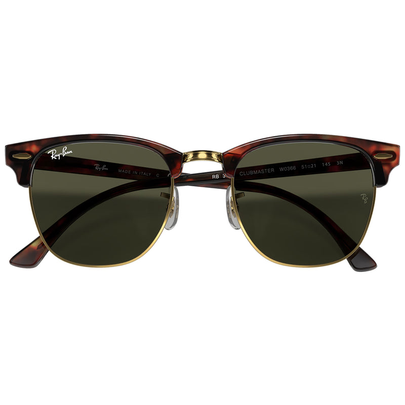 Load image into Gallery viewer, Ray-Ban Clubmaster Classic Sunglasses - Polished Tortoise on Gold/Green 6
