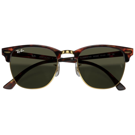 Ray-Ban Clubmaster Classic Sunglasses - Polished Tortoise on Gold/Green 6
