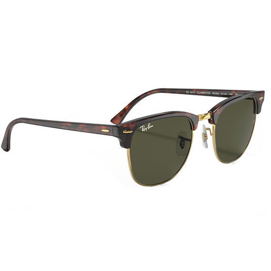 Ray-Ban Clubmaster Classic Sunglasses - Polished Tortoise on Gold/Green 3