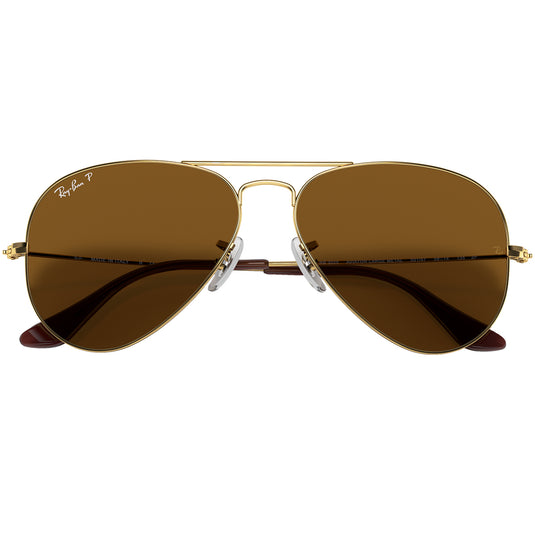 Ray-Ban Aviator Classic Polarized Sunglasses - Polished Gold/Brown 6