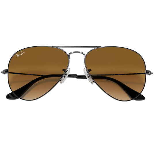 Ray-Ban Aviator Gradient Sunglasses - Polished Gunmetal/Light Brown 6