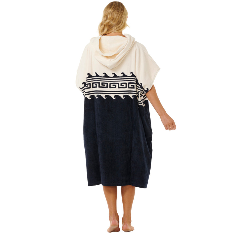 Load image into Gallery viewer, Rip Curl Women's Mixed Hooded Towel Changing Poncho - Black/Oatmeal 2
