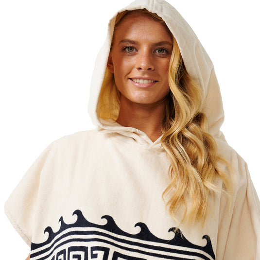 Rip Curl Women's Mixed Hooded Towel Changing Poncho - Black/Oatmeal 5