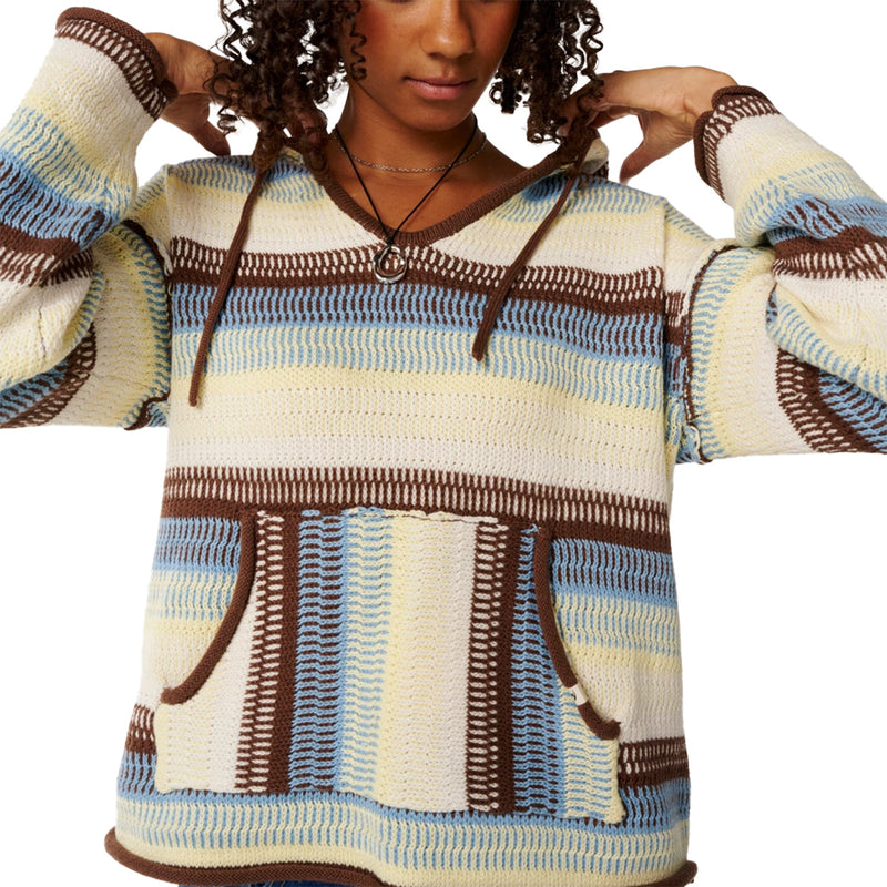 Load image into Gallery viewer, Rip Curl Women's Retro Swell Stripe Hooded Sweater Poncho 5
