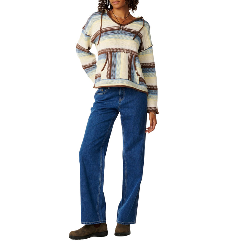Load image into Gallery viewer, Rip Curl Women's Retro Swell Stripe Hooded Sweater Poncho 6
