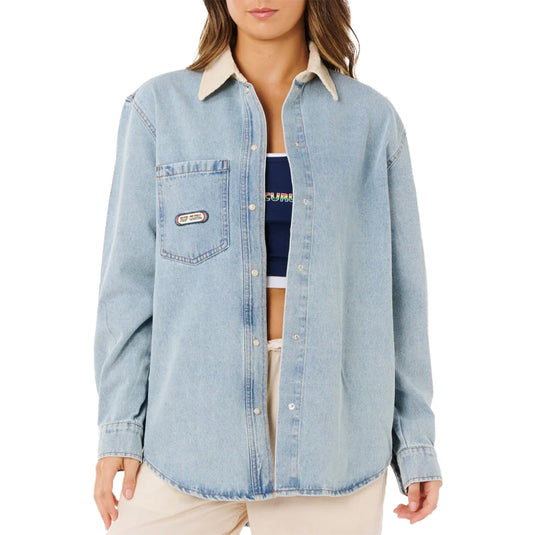 Rip Curl Women's Surf Side Long Sleeve Button-Up Denim Shirt 1