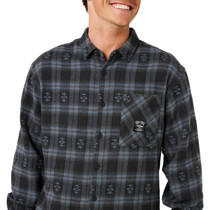 Load image into Gallery viewer, Rip Curl Fun Liquid Trips Long Sleeve Button-Up Flannel Shirt 4
