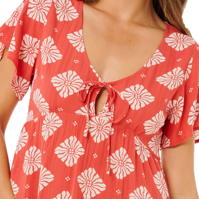 Load image into Gallery viewer, Rip Curl Women's Ventura Tiered Short Sleeve Mini Dress 6
