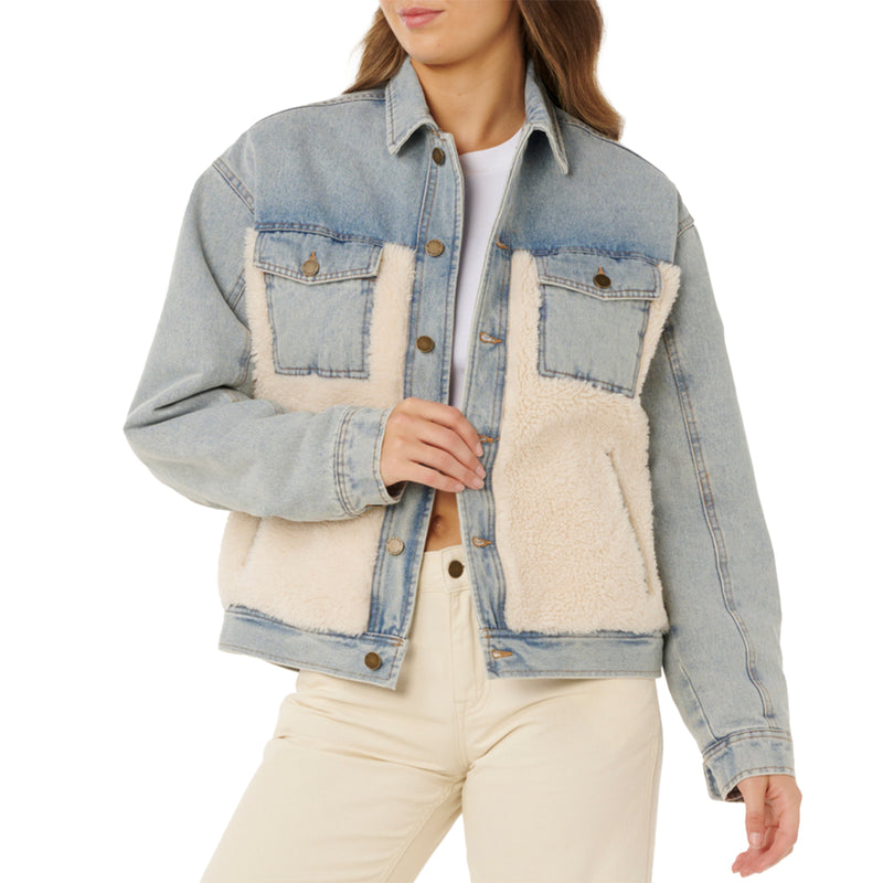 Load image into Gallery viewer, Rip Curl Women's Cruisin Sherpa Denim Jacket 1
