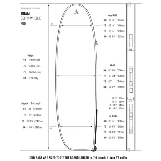 Roam Coffin Wheelie Travel Surfboard Bag 12