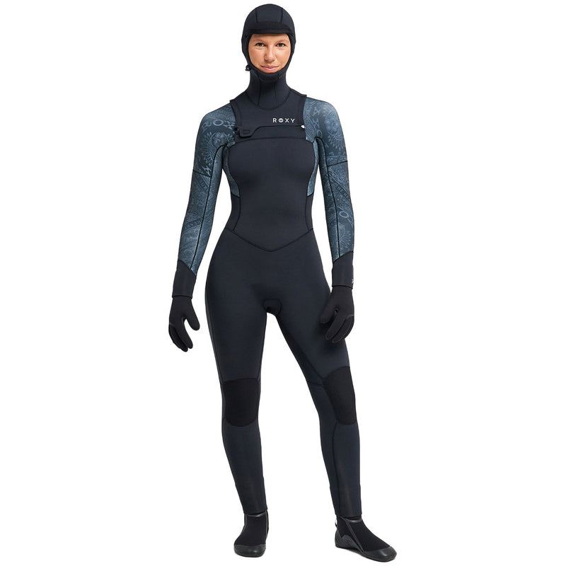 Load image into Gallery viewer, Roxy Women's Swell Natural 5/4 Hooded Chest-Zip Wetsuit 4
