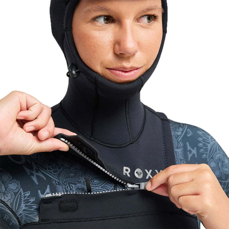 Load image into Gallery viewer, Roxy Women's Swell Natural 5/4 Hooded Chest-Zip Wetsuit 8
