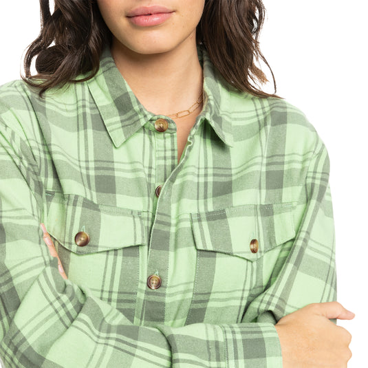 Roxy Women's Let It Go Long Sleeve Button-Up Flannel Shirt 21