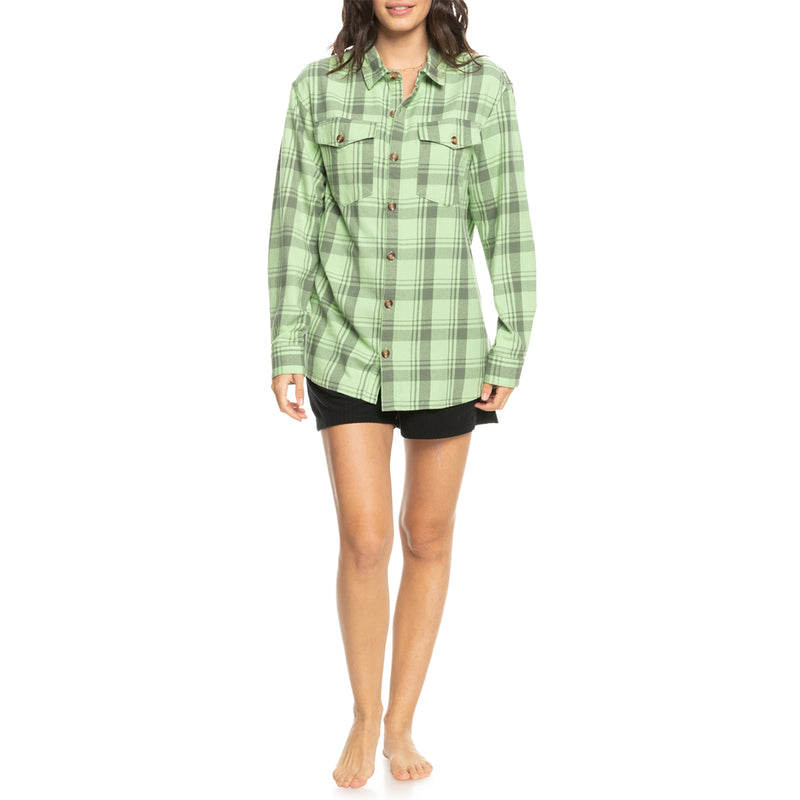 Load image into Gallery viewer, Roxy Women's Let It Go Long Sleeve Button-Up Flannel Shirt 19
