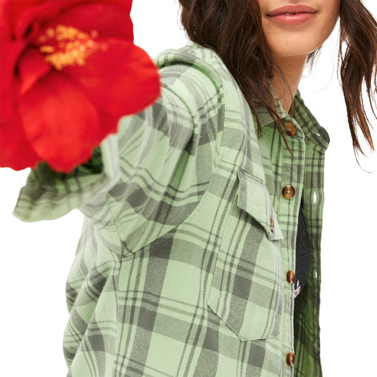 Roxy Women's Let It Go Long Sleeve Button-Up Flannel Shirt 22
