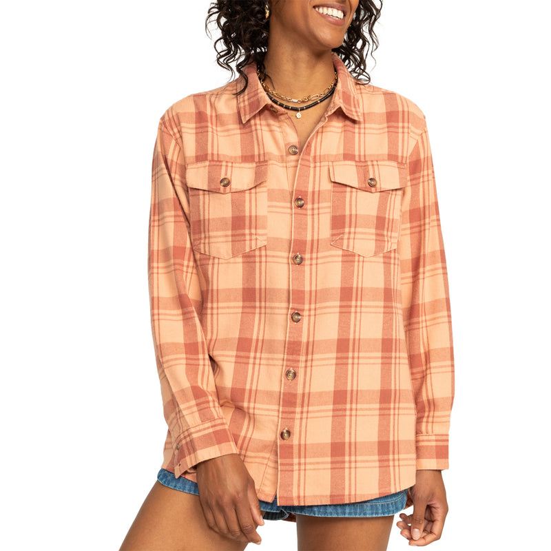 Load image into Gallery viewer, Roxy Women's Let It Go Long Sleeve Button-Up Flannel Shirt 3
