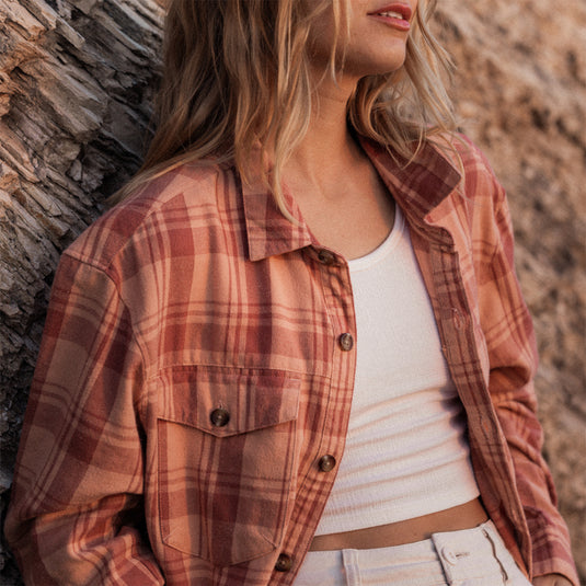 Roxy Women's Let It Go Long Sleeve Button-Up Flannel Shirt 8