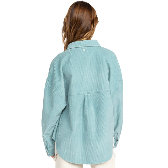Roxy Women's Kick Back Washed Corduroy Long Sleeve Button-Up Shirt 3