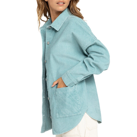 Roxy Women's Kick Back Washed Corduroy Long Sleeve Button-Up Shirt 2