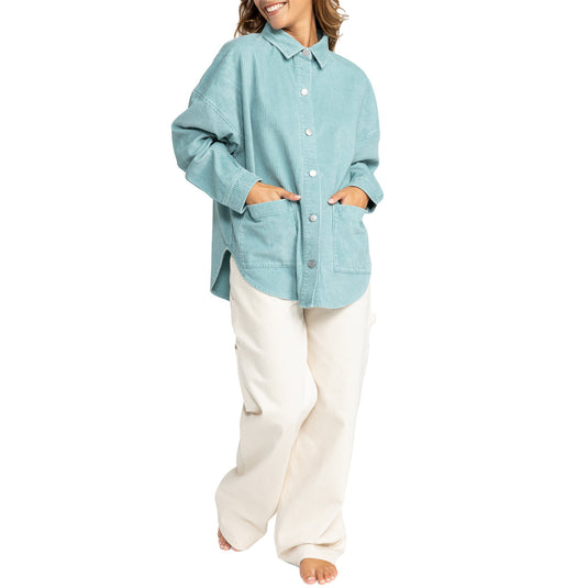 Roxy Women's Kick Back Washed Corduroy Long Sleeve Button-Up Shirt 4