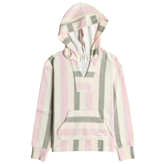 Roxy Youth Feels Like Summer Striped V-Neck Pullover Hoodie 1