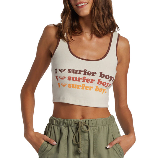 Roxy Women's I Heart Surfers Dive In Crop Tank Top 1