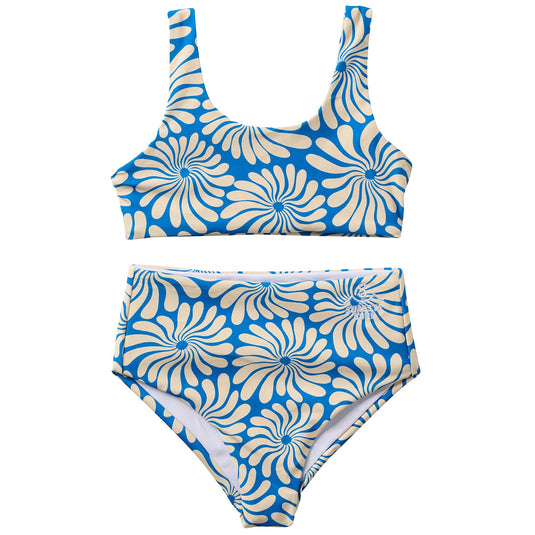 Seaesta Surf Youth Wavy Floral Two-Piece Swimsuit Set 1