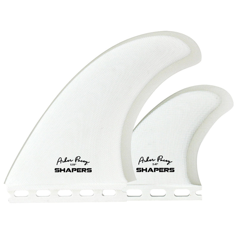 Load image into Gallery viewer, Shapers Asher Pacey Single Tab Twin + 1 Fin Set - 5.59" 5
