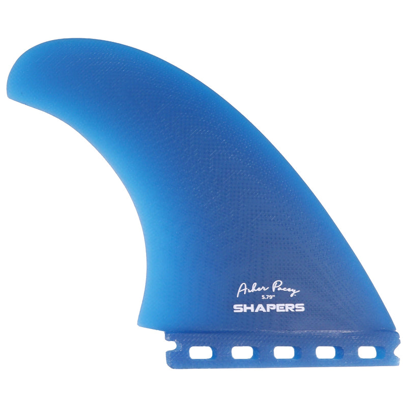 Load image into Gallery viewer, Shapers Asher Pacey Single Tab Twin + 1 Fin Set - 5.79" 5
