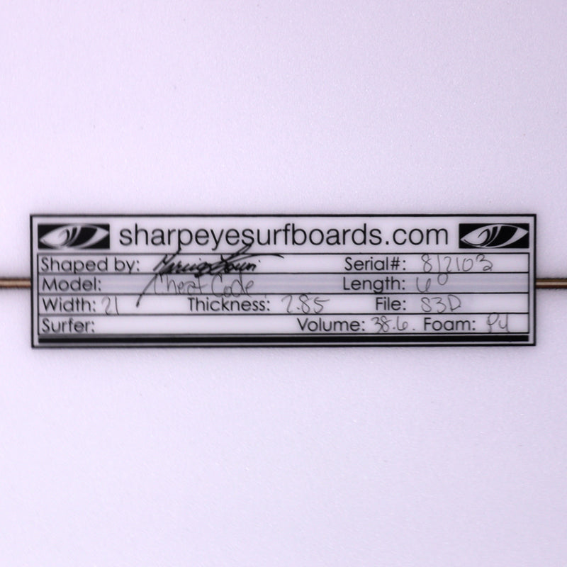 Load image into Gallery viewer, Sharp Eye Cheat Code 6'0 × 21 × 2.85 Surfboard 4
