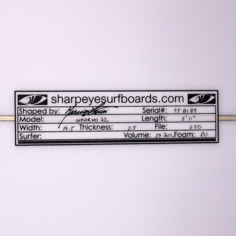 Load image into Gallery viewer, Sharp Eye Inferno 72 5'11 × 19 ½ × 2 ½ Surfboard 4
