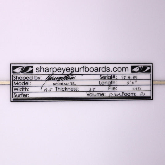 Sharp Eye Inferno 72 5'11 × 19 ½ × 2 ½ Surfboard 4
