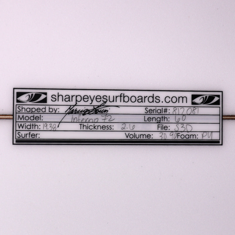 Load image into Gallery viewer, Sharp Eye Inferno 72 6'0 × 19 ⅜ × 2 ⅗ Surfboard • DAMAGED 4
