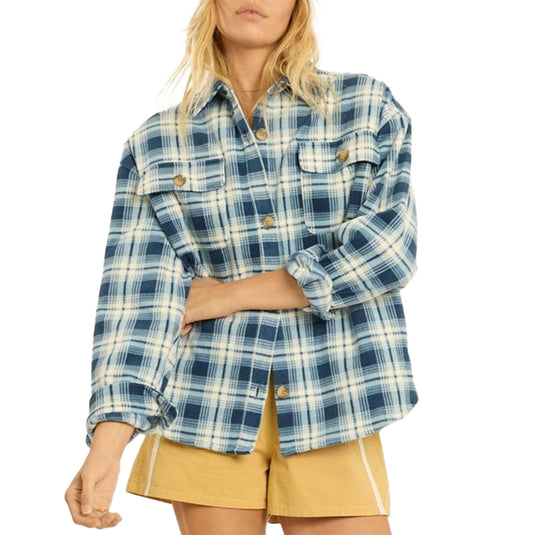 Sisstr Women's Night Waves E-Cozy Long Sleeve Button-Up Fleece Overshirt 1