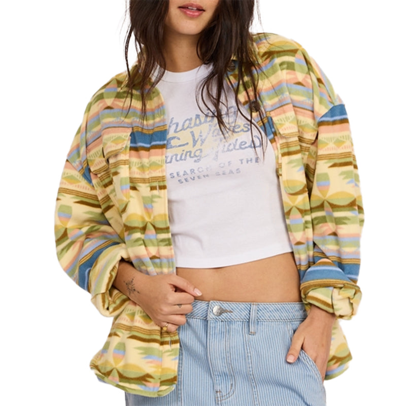 Load image into Gallery viewer, Sisstr Women's Washed Ashore Long Sleeve Button-Up Fleece Shirt 1
