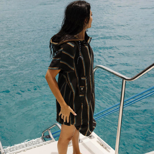 Slowtide Baja Stripe Fouta Hooded Changing Poncho 4