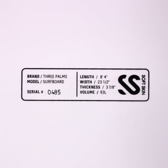 Three Palms Board Co. 3P 8'4 × 23 ½ × 3 ⅞ Softskin Soft Top Surfboard - Blue 4