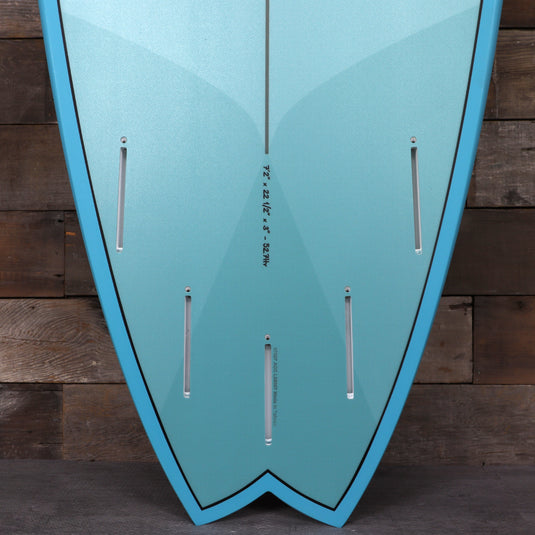Torq ModFish TET 7'2 × 22 ½ × 3 Surfboard - Deep Turquoise Pattern • DAMAGED 3