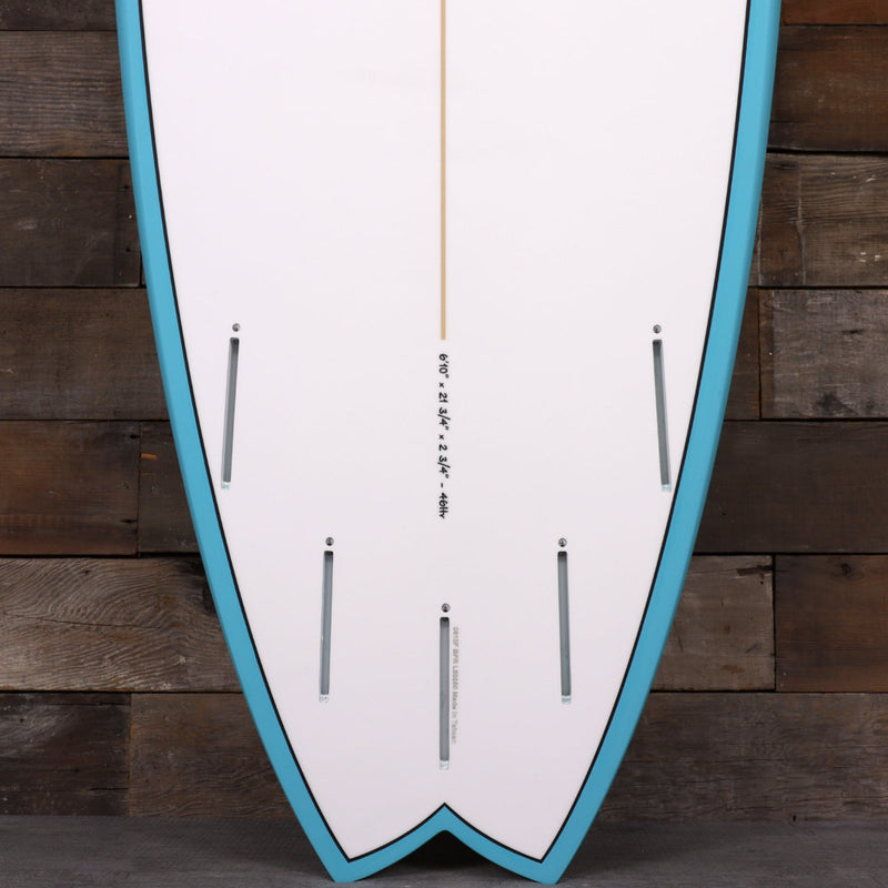 Load image into Gallery viewer, Torq ModFish TET 6'10 × 21 ¾ × 2 ¾ Surfboard - Teal Rail 3
