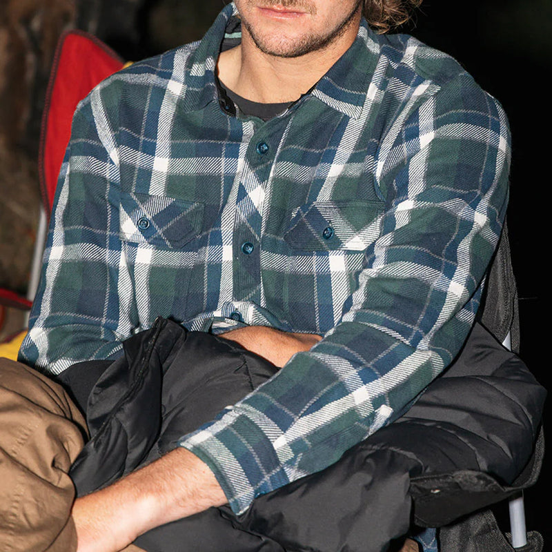 Load image into Gallery viewer, Vissla Creators Innovators Eco Long Sleeve Button-Up Flannel Shirt - Evergreen 4
