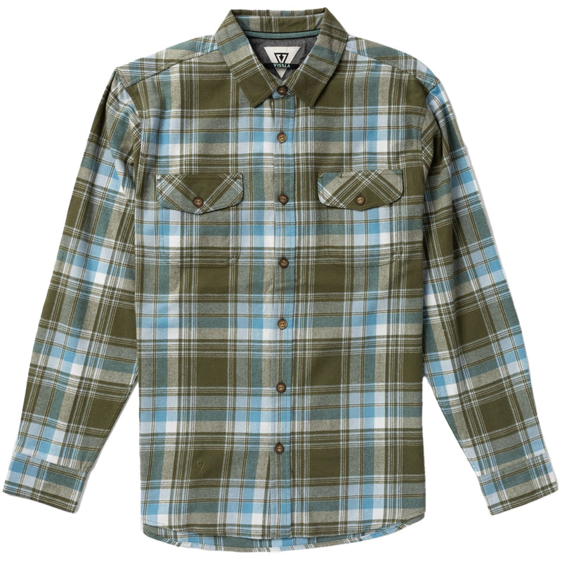Load image into Gallery viewer, Vissla Central Coast Eco Long Sleeve Button-Up Flannel Shirt - Army 1

