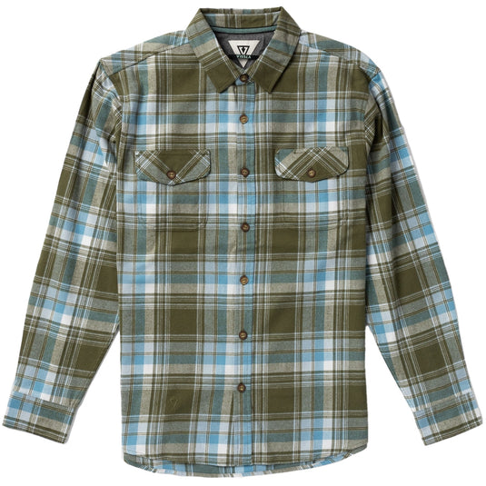 Vissla Central Coast Eco Long Sleeve Button-Up Flannel Shirt - Army 1