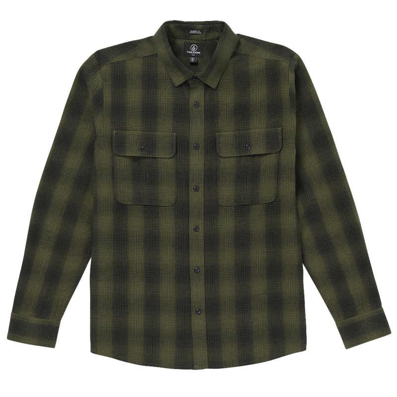 Load image into Gallery viewer, Volcom Shadowstone Long Sleeve Button-Up Flannel Shirt - Wintermoss 1
