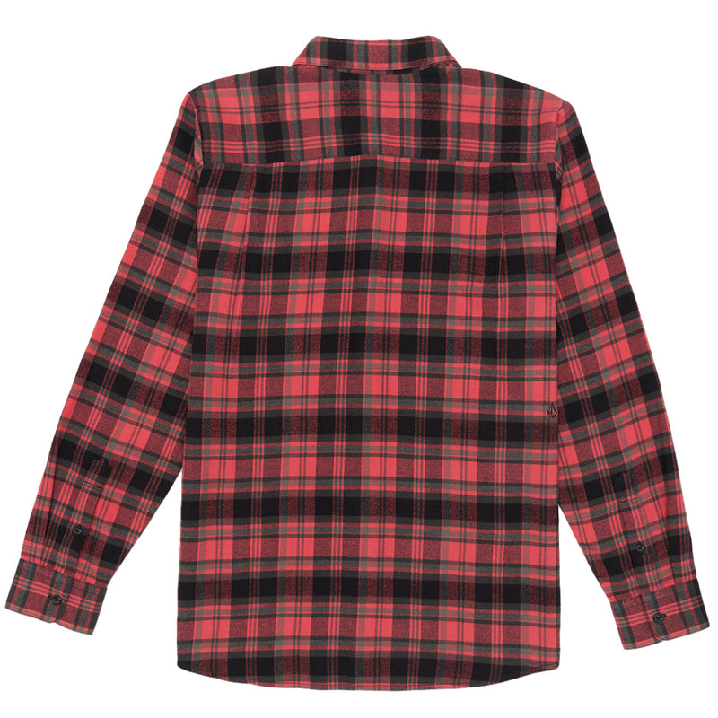 Load image into Gallery viewer, Volcom Caden Plaid Long Sleeve Button-Up Flannel Shirt - Cranberry 2

