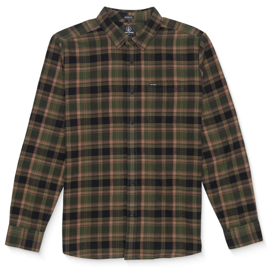Volcom Caden Plaid Long Sleeve Button-Up Flannel Shirt 1